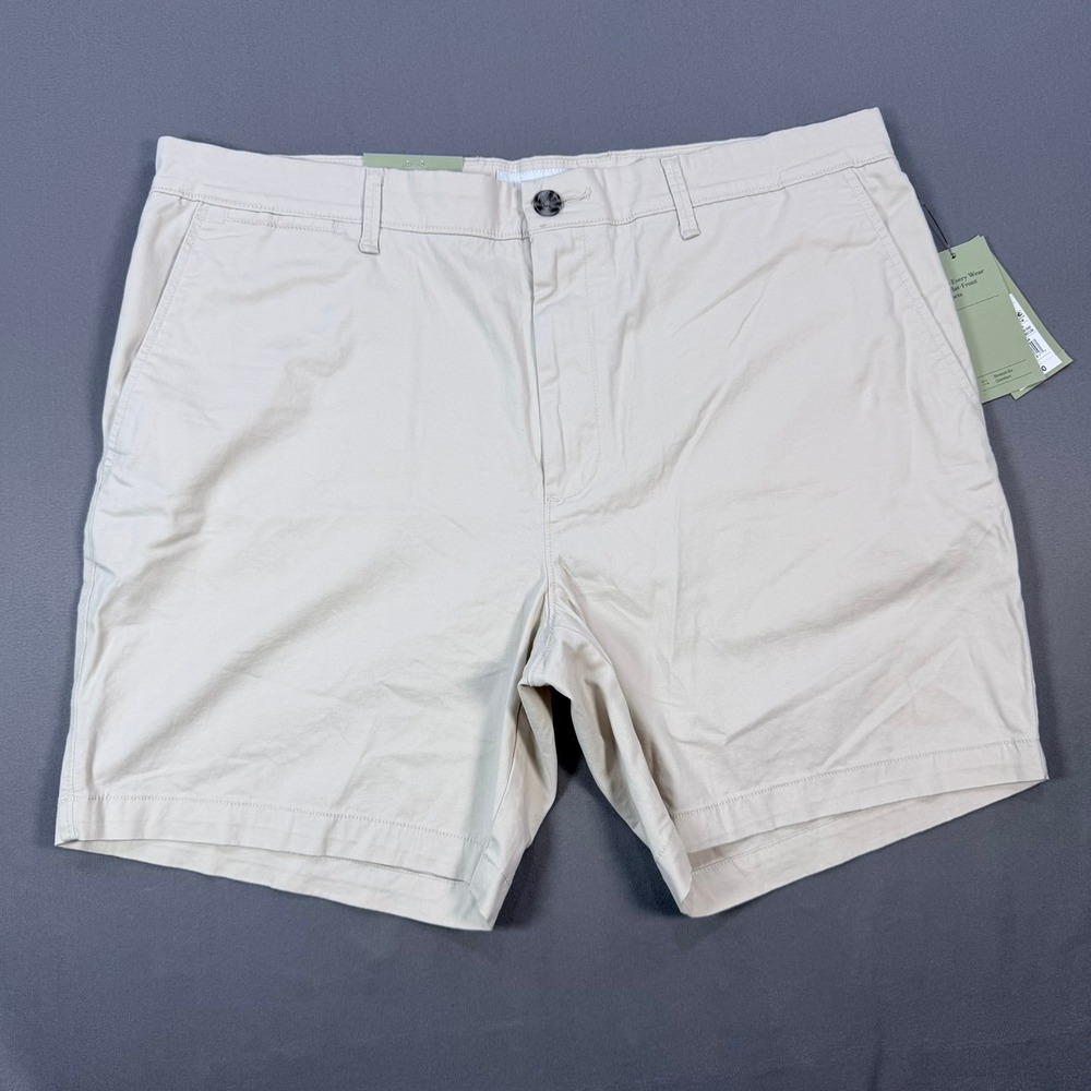 Goodfellow & Co Mens 36 Cream Cotton Stretch 7" Flat-Front Every Wear Shorts NWT